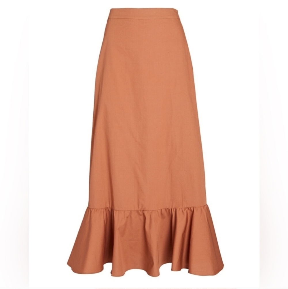 INTERMIX Athena Ruffled Maxi Skirt In Brown